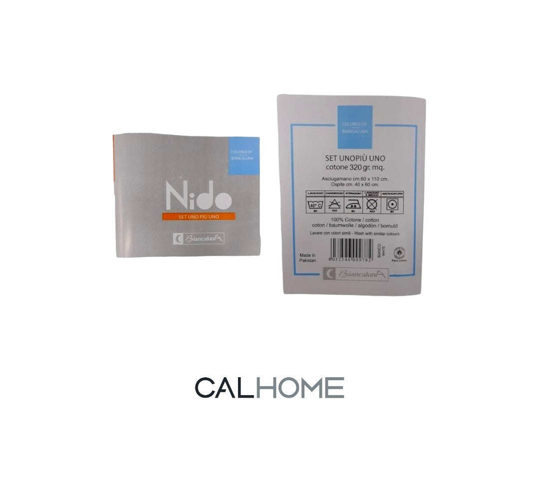 Set Asciugamani 1+1 Nido D'ape Biancaluna