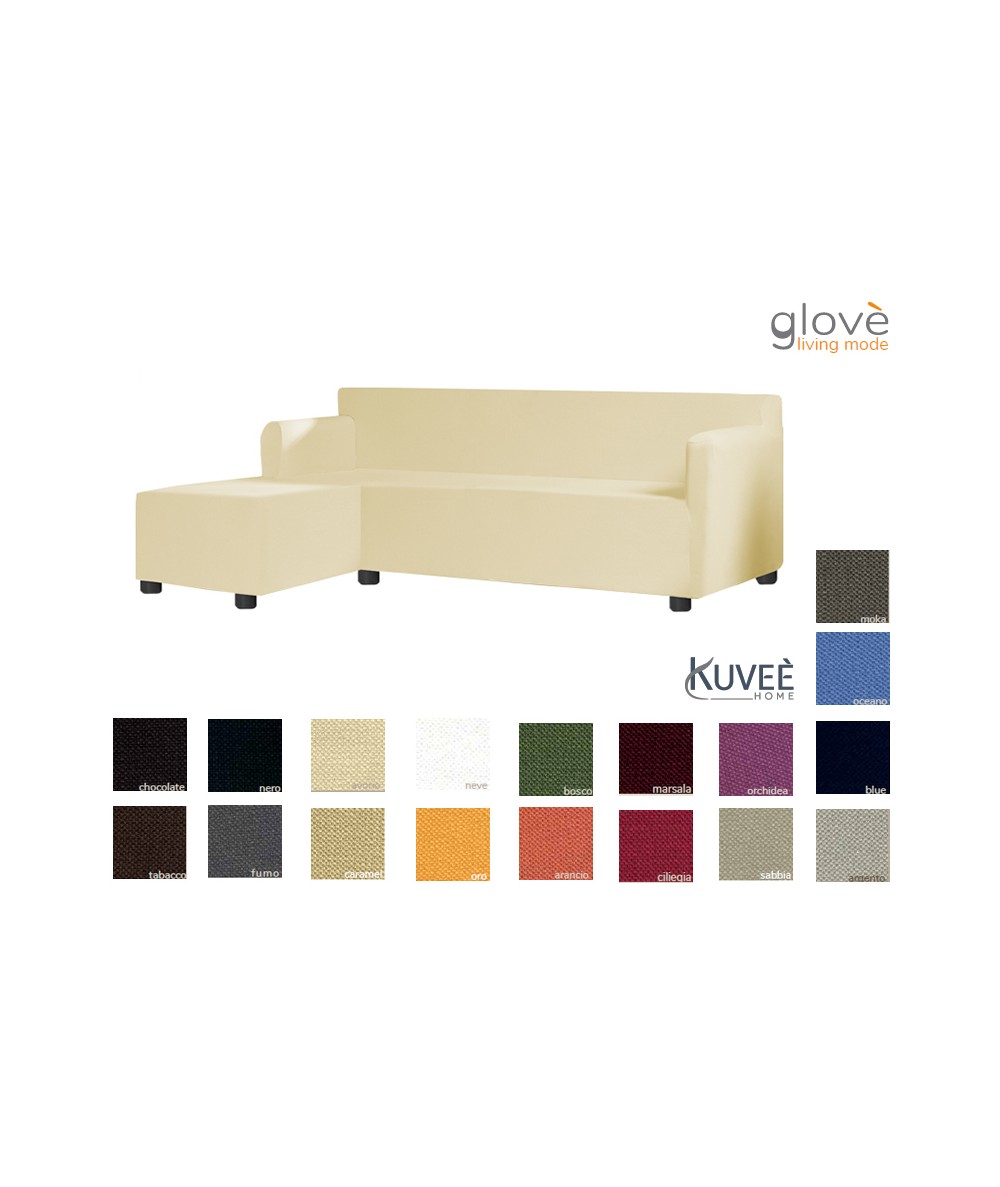 Copridivano Elasticizzato Con Chaise Longue.Copridivano Con Penisola Glove Chaise Lounge Destra Basic Glove Unito Tabacco Glu002